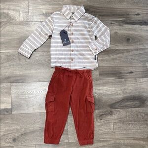 Ben Sherman Striped Shirt and Red Pants Set